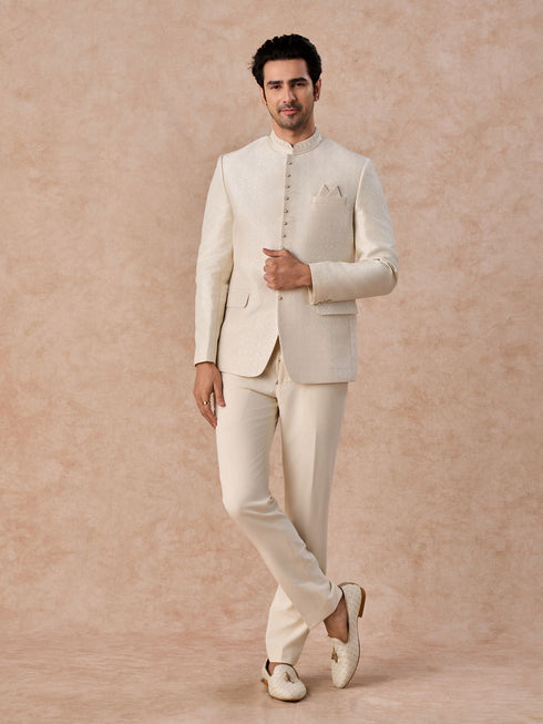 Manyavar Elegant Cream Jodhpuri Suit