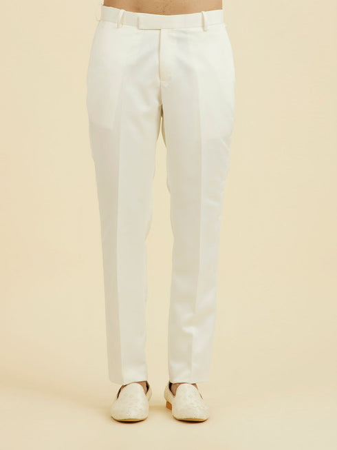 Manyavar Elegant White Open Jodhpuri Suit