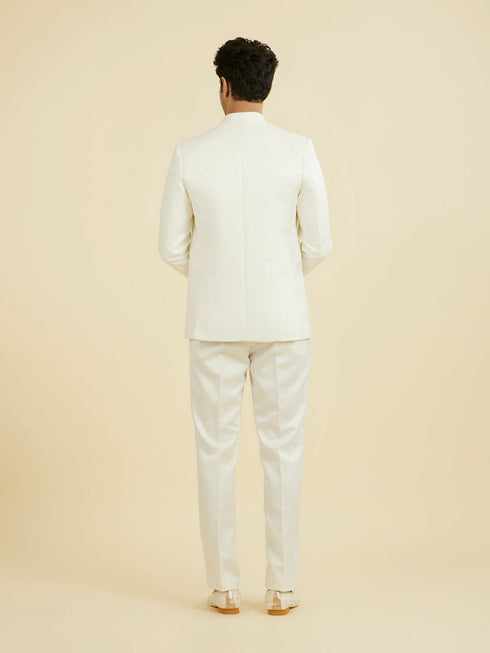 Manyavar Elegant White Open Jodhpuri Suit
