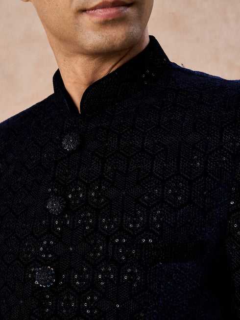 Manyavar Velvety Blue Regalia Jodhpuri Suit