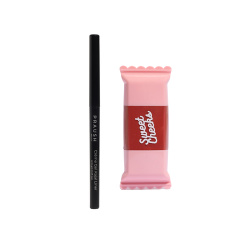Praush 1 Sweet Cheeks Liquid Blush + 1 Creme Gel Kajal Liner Bundle