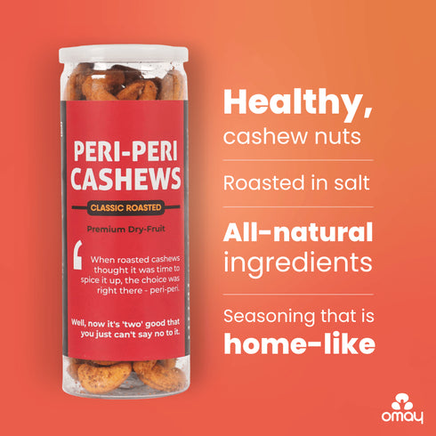 Omay Foods Peri Peri Roasted Cashews, 150g
