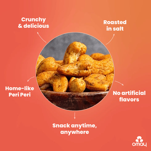 Omay Foods Peri Peri Roasted Cashews, 150g