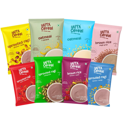 Happa Ragi and Oatmeal and Brown Rice Cereal for Babies