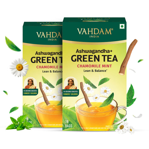 Vahdam Ashwagandha+ Chamomile Mint Green Tea 18 TB