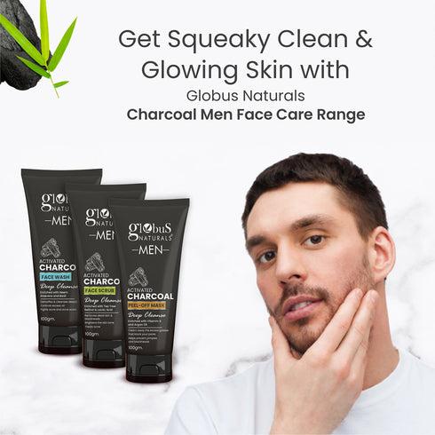 Globus Naturals Charcoal Anti-Pollution Face Care Combo For Men Set of 3