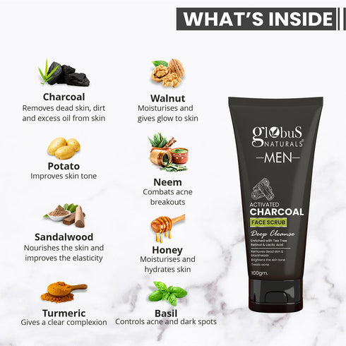 Globus Naturals Anti Pollution & Anti Acne Charcoal Face Scrub