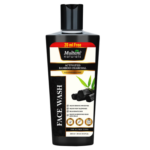 Multani Pharmaceuticals Limited Multani Naturals Charcoal Face Wash for Men & Women Detox & Deep Cleanse with Activated Bamboo Charcoal Oil Control Acne Prone Skin