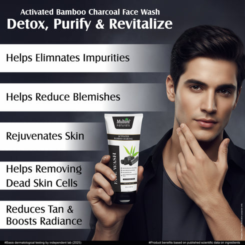 Multani Pharmaceuticals Limited Multani Naturals Charcoal Face Wash for Men & Women Detox & Deep Cleanse with Activated Bamboo Charcoal Oil Control Acne Prone Skin