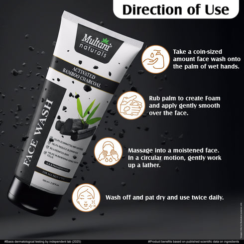 Multani Pharmaceuticals Limited Multani Naturals Charcoal Face Wash for Men & Women Detox & Deep Cleanse with Activated Bamboo Charcoal Oil Control Acne Prone Skin