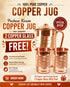 Pure Copper 1 liter Water Jug with 2 Free Copper Glasses