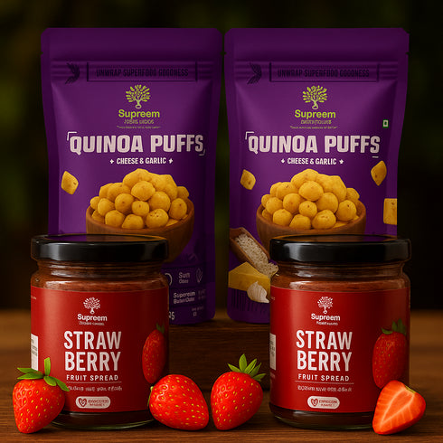 Supreem Super Foods Quinoa Puffs Pack Of 2 + Strawberry Spread 200gms