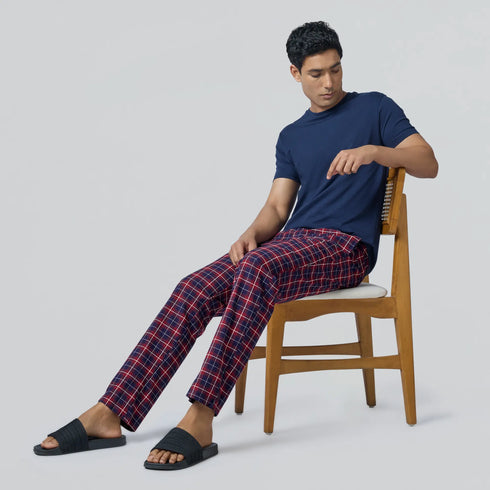XYXX Checkmate Combed Cotton Pyjamas Autumn Maroon