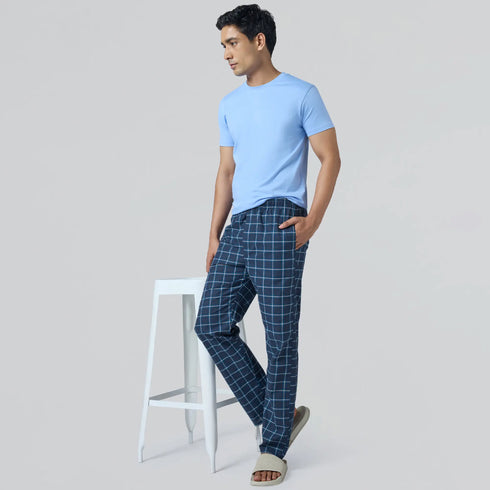 XYXX Checkmate Combed Cotton Pyjamas Vivid Blue