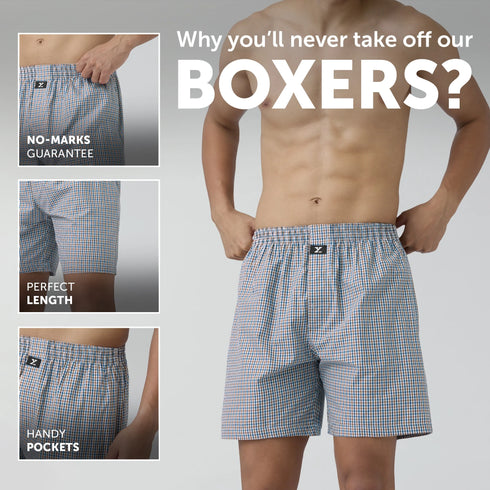 XYXX Checkmate Combed Cotton Boxer Shorts Sandy Grey