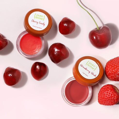 PureSense Cherry Candy Tinted Lip Balm 5ml + Strawberry Slush Lip Balm 5m | From the makers of Parachute Advansed