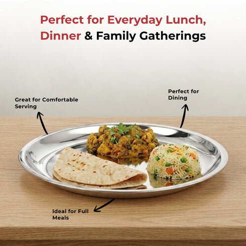 Vinod Stainless Steel China Dish Set of 6 25 cm Serving Dish Salad Plate Snack Plate Highest Quality Stainless Steel Mirror Finish Rust Free