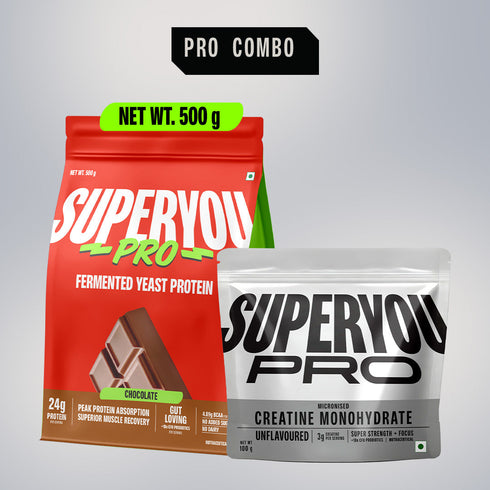 Superyou Chocolate Fermented Yeast Protein 500G + Unflavoured Creatine Combo