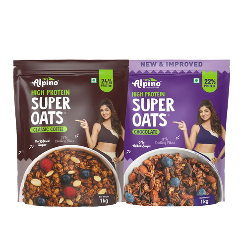 Alpino High Protein Super Rolled Oats Combo - Coffee & Chocolate
