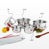 Vinod Stainless Steel Claro Hammered Tope Patila Set of 5 Capacity 900 ml 1.8 Liter 3 Liter 4.6 Liter and 6.3 Liter