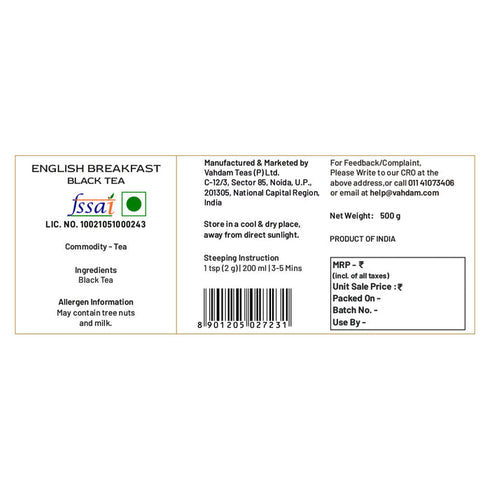 Vahdam Tea Classic English Breakfast Black Tea