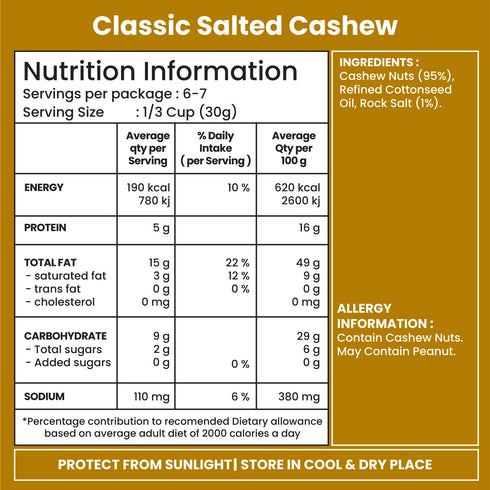 Jabsons Foods Classic Salted Cashew
