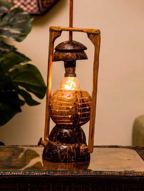The India Craft House Coconut Craft Table Lamp