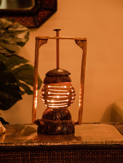 The India Craft House Coconut Craft Table Lamp
