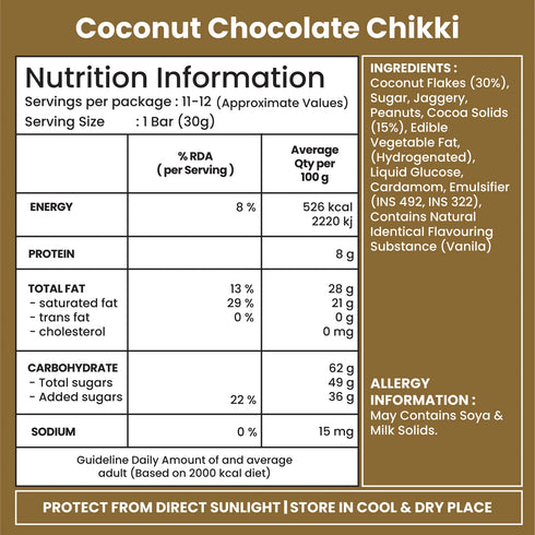 Jabsons Foods Coconut Chocolate Chikki