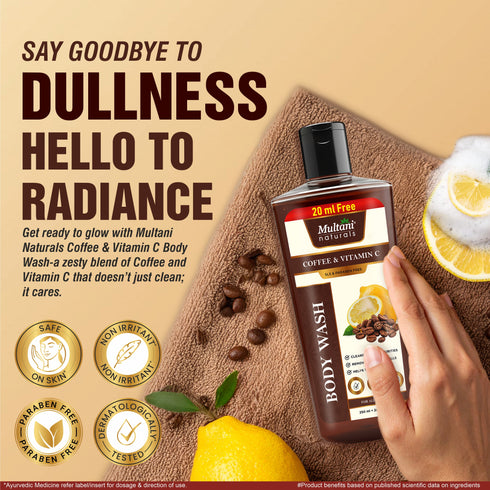 Multani Pharmaceuticals Limited Multani Natural Coffee & Vitamin C Body Wash Cleanse Dirt & Impurities Remove Dead Skin Cells Helps To Moisturize