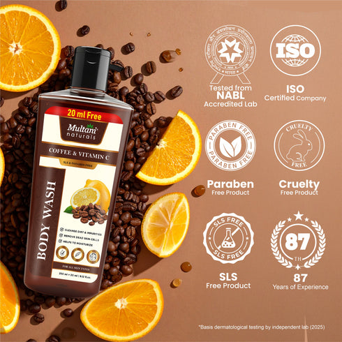 Multani Pharmaceuticals Limited Multani Natural Coffee & Vitamin C Body Wash Cleanse Dirt & Impurities Remove Dead Skin Cells Helps To Moisturize