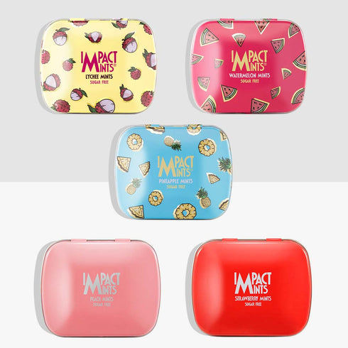 Impact Mints Assorted Pack Of 5 Strawberry Peach Lychee Pineapple and Watermelon