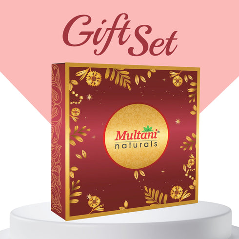 Multani Pharmaceuticals Limited Multani Naturals Beauty Gift Set 5 in 1 Sandalwood & Kesar Moisturizer Gold Face Wash Mix Fruit Cream Aloe Vera Soap & Lavender Body Wash Complete Skin Care Combo for Men & Women