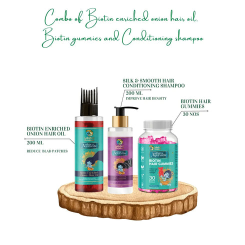 Lakshmi Krishna Naturals Combo of Biotin Enriched Onion Hair Oil Biotin Gummies and Conditioning