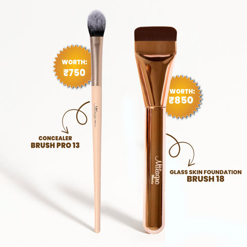 Milagro Beauty Concealer Brush Pro 13 + Glass skin foundation brush 18