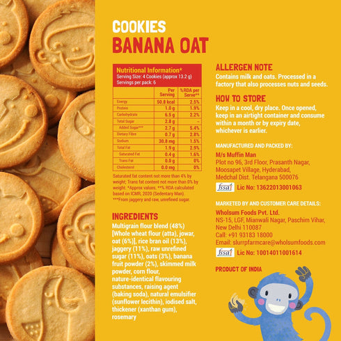 Slurrp Farm No Maida No Refined Sugar Banana Oat Cookies
