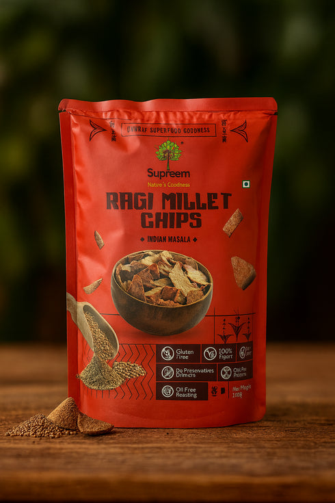 Supreem Super Foods Ragi Millet Chips Pack Of 2 + Apple Cinnamon Spread 200gms