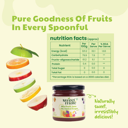 Sweetmate No Added Sugar 100% Pure Pulp Mix Fruit Jam