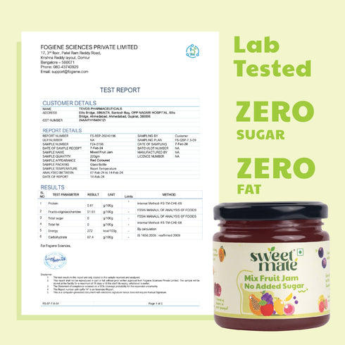 Sweetmate No Added Sugar 100% Pure Pulp Mix Fruit Jam