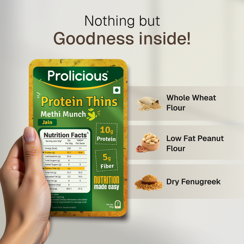 Prolicious Methi Munch Protein Thins 10g Natural Protein Jain