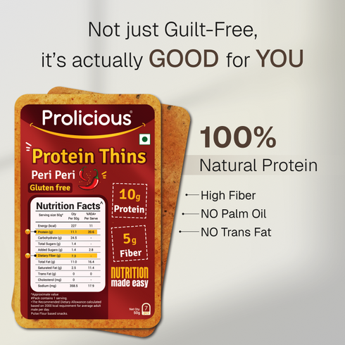 Prolicious Peri Peri Protein Thins Single Pack 10g Natural Protein Gluten Free