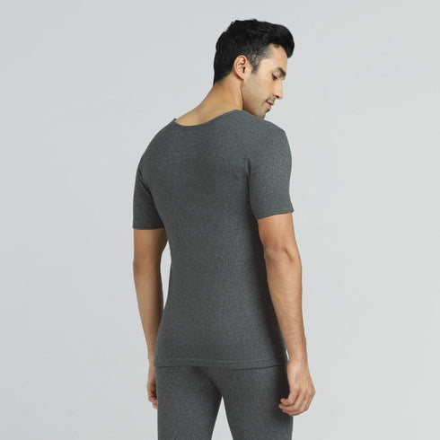 XYXX Cotton Rich Thermal Short Sleeve Vest Graphite Grey