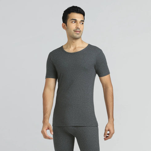 XYXX Cotton Rich Thermal Short Sleeve Vest Graphite Grey