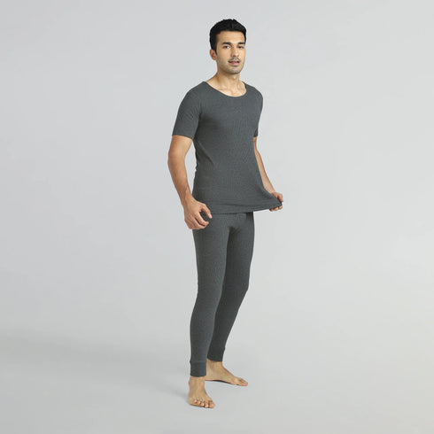XYXX Cotton Rich Thermal Short Sleeve Vest Graphite Grey
