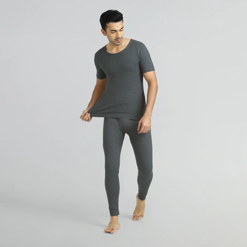 XYXX Cotton Rich Thermal Short Sleeve Vest Graphite Grey