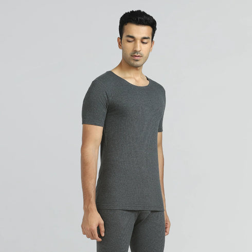XYXX Cotton Rich Thermal Short Sleeve Vest Graphite Grey