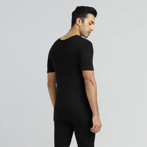 XYXX Cotton Rich Thermal Short Sleeve Vest Pitch Black