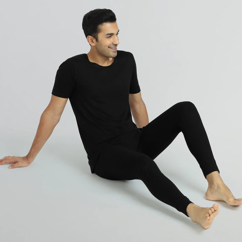XYXX Cotton Rich Thermal Short Sleeve Vest Pitch Black