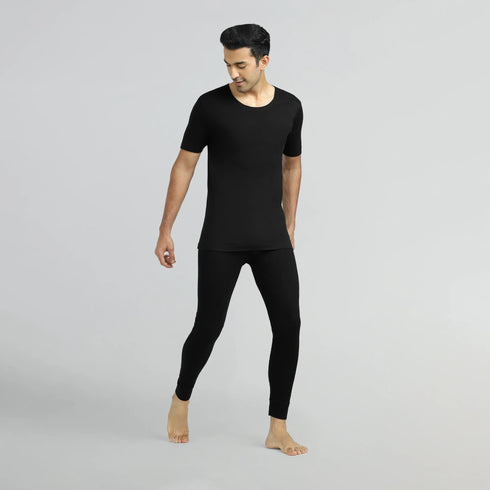 XYXX Cotton Rich Thermal Short Sleeve Vest Pitch Black