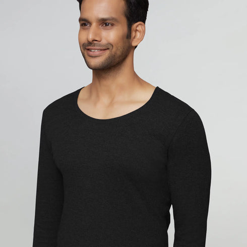 XYXX Cotton Rich Thermal Long Sleeve Vest Pitch Black